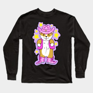 Cute Pink Cowboy Corgi Long Sleeve T-Shirt